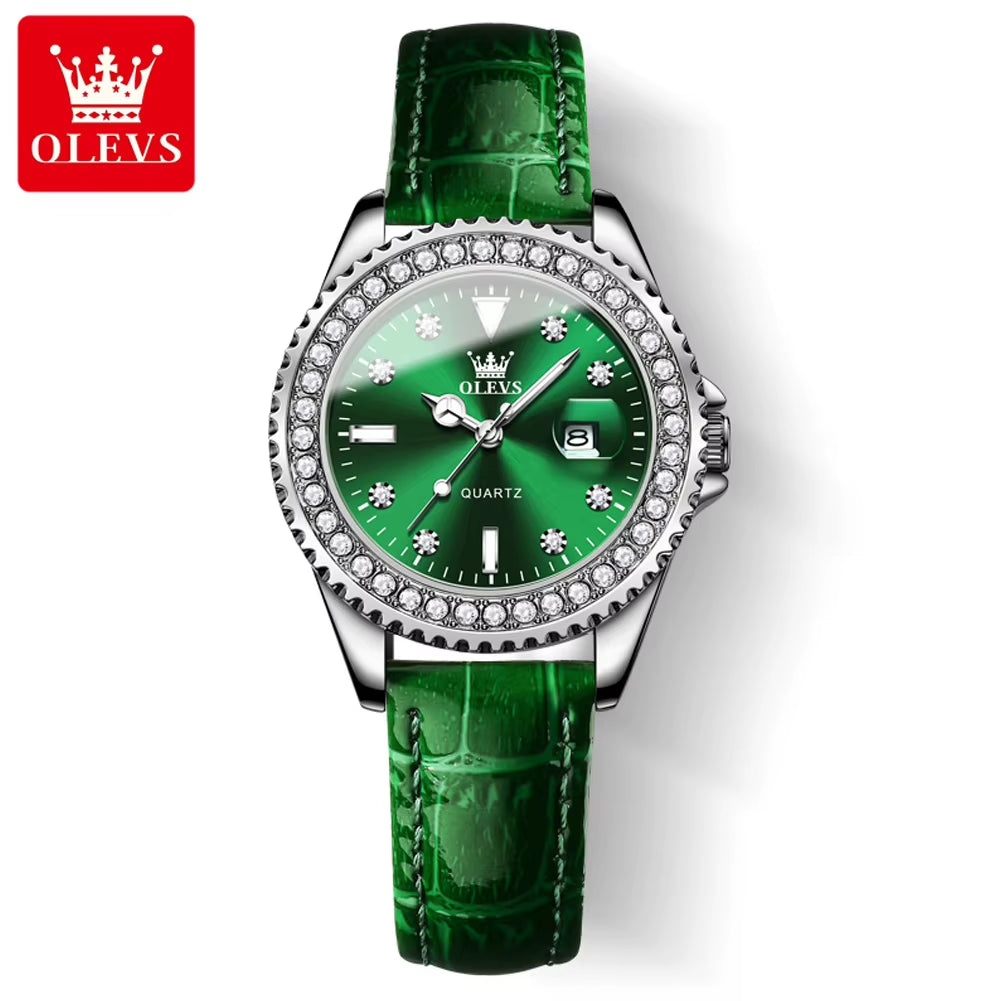 9945 Top Brand Original Quartz Watch for Women Luxury Diamond Lap Calendar Hand Clock Stainless Steel Ladies Wristwatches