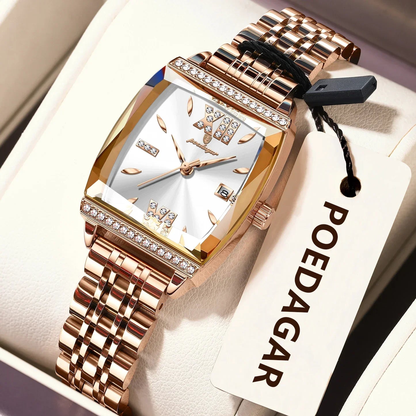 Diamond Luxury Watch for Woman High Quality Waterproof Date Ladies Quartz Watch Stainless Steel Women Watches Reloj+Box