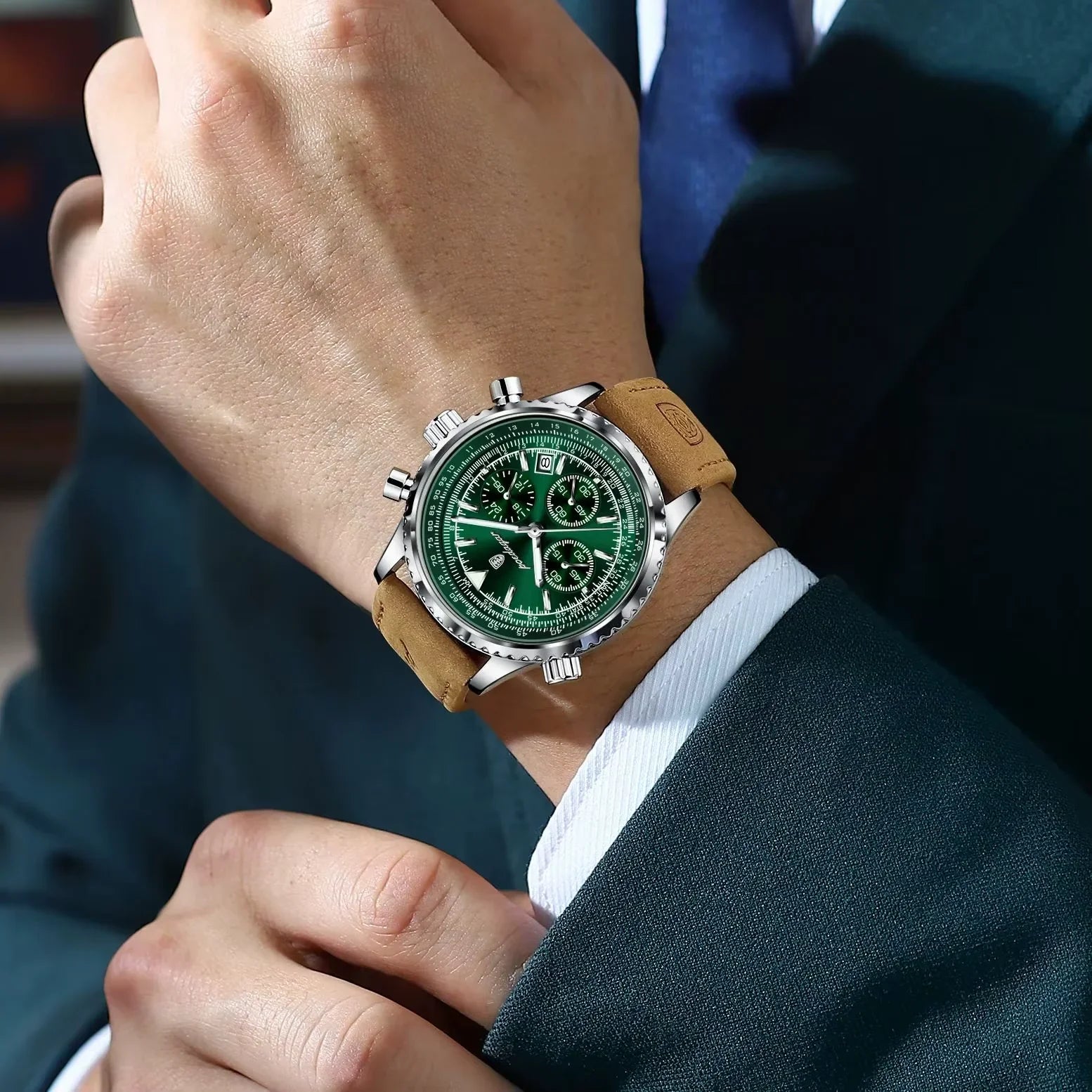 Luxury Business Men'S Watch Waterproof Luminous Date Chronograph Leather Man Clock Fashion Quartz Watches for Men Reloj
