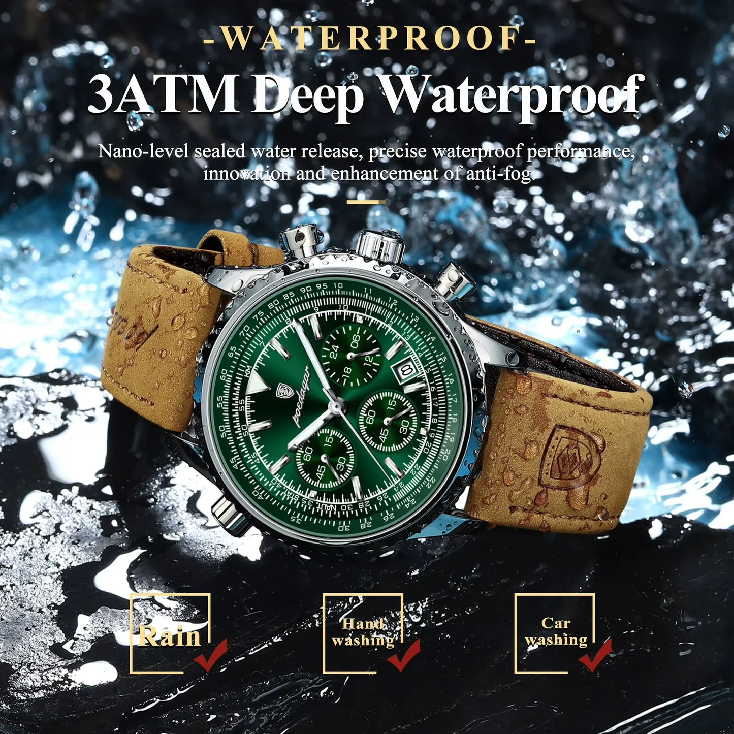 Luxury Business Men'S Watch Waterproof Luminous Date Chronograph Leather Man Clock Fashion Quartz Watches for Men Reloj