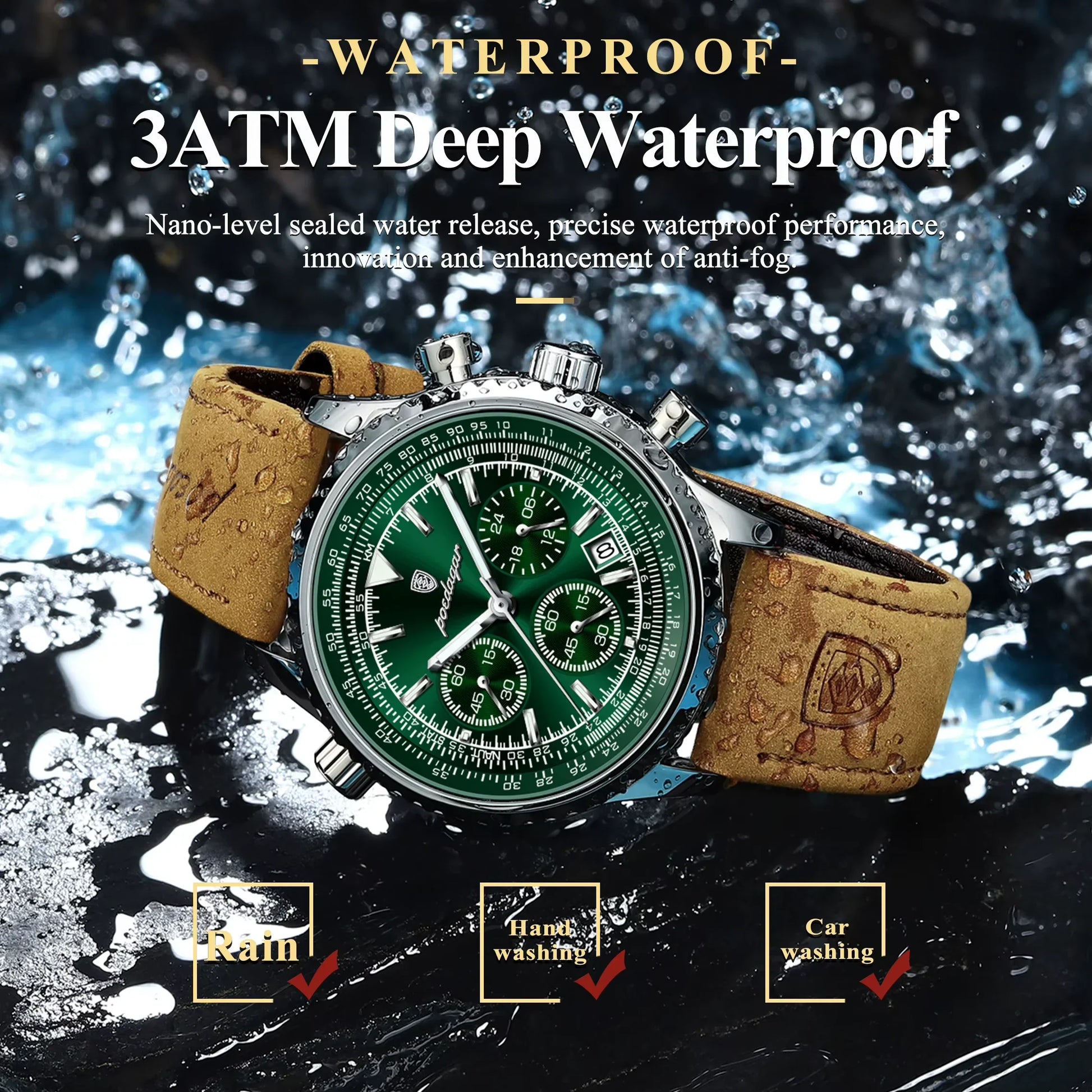 Luxury Business Men'S Watch Waterproof Luminous Date Chronograph Leather Man Clock Fashion Quartz Watches for Men Reloj