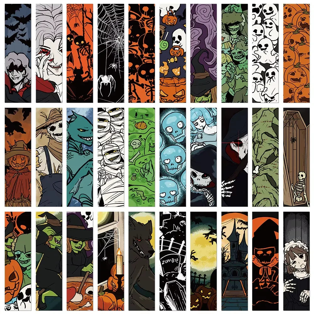 30Pcs Halloween Bookmark Reading Book Marker Paper Cards Student Creative Holiday Gift Decorative Bookmarks