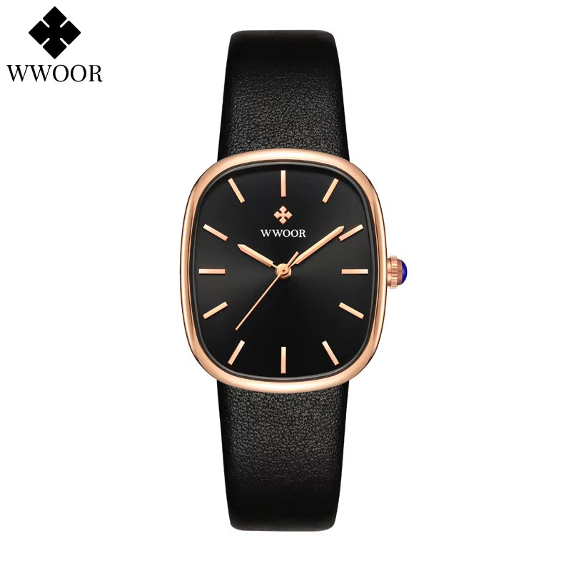 WWOOR New Reloj Fashion Women'S Bracelet Watch Luxury Brand Elegant Dress Quartz Clock Waterproof Top Ladies Wristwatch Gift Box