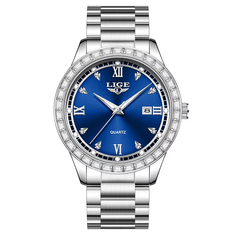 Elegant Women'S Watch Fashion Waterproof Clock Luminous Stainless Steel Business Quartz Watch for Women Reloj De Mujer+Box