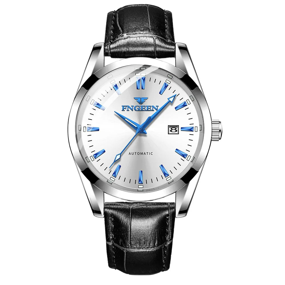 New Fashion Blue Light Automatic Mechanical Watches Business Men Luxury Watch Casual Calendar Wristwatches Male Gifts Watches