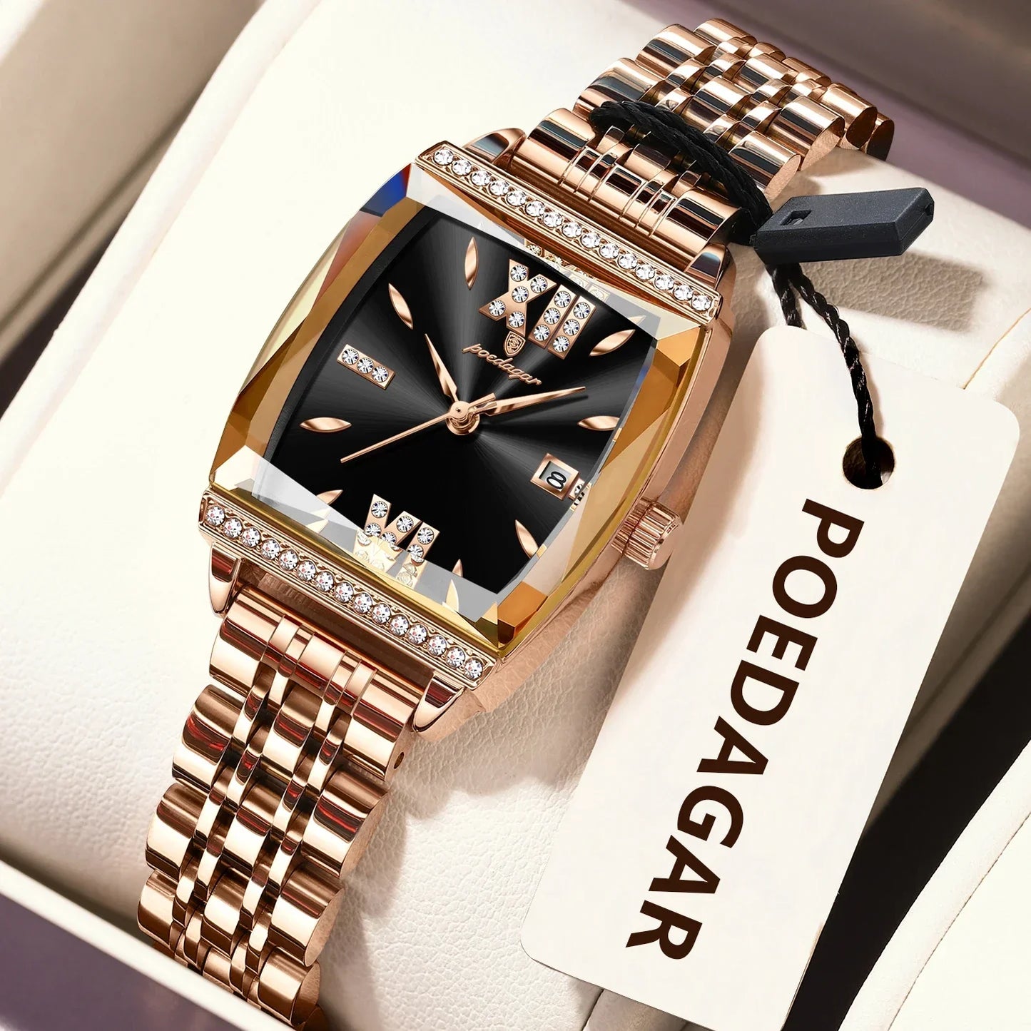 Diamond Luxury Watch for Woman High Quality Waterproof Date Ladies Quartz Watch Stainless Steel Women Watches Reloj+Box