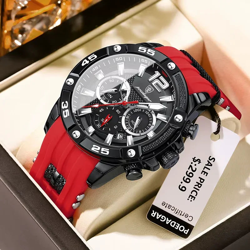 POEDAGAR Silicone Strap Sport Men'S Watch Luxury Stopwatch Waterproof Military Wristwatches for Men Brand Luminous Clock Newest