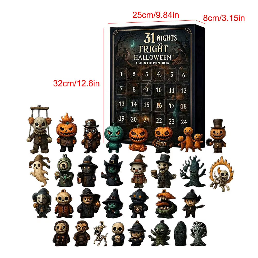 31 Nights of Fright Halloween Advent Calendar Blind Box with Figurines Halloween Countdown Calendars Horror Nights 31/15/7 Days