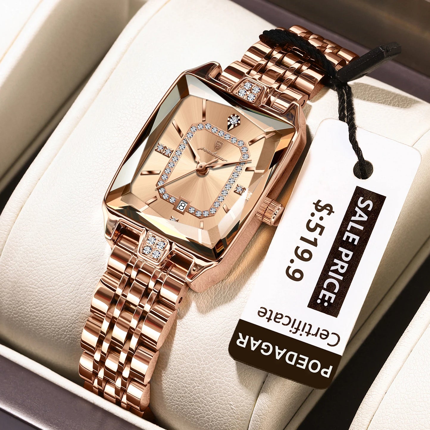 Luxury Watch for Woman Waterproof Calendar High Quality Ladies Watch Stainless Steel Quartz Women'S Watches Elegant+Box