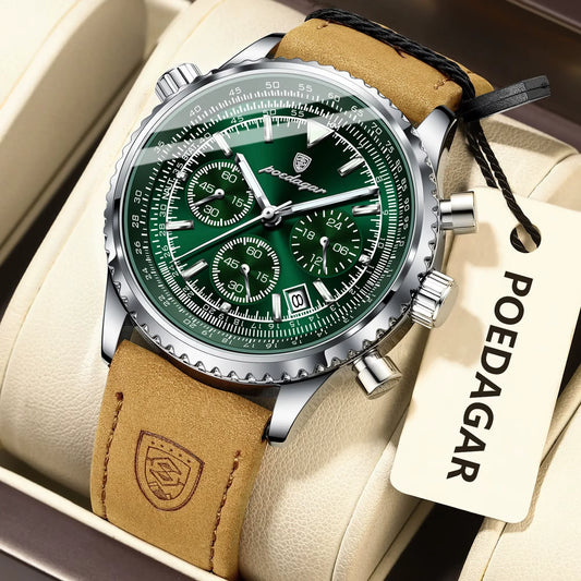Luxury Business Men'S Watch Waterproof Luminous Date Chronograph Leather Man Clock Fashion Quartz Watches for Men Reloj