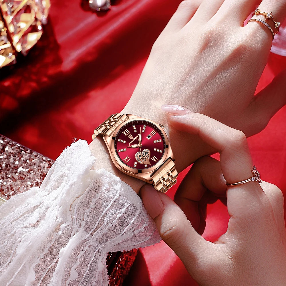 Top Luxury Woman Watches Waterproof Luminous Date Stainless Steel Women'S Quartz Wristwatch Elegant Dress Ladies Watch