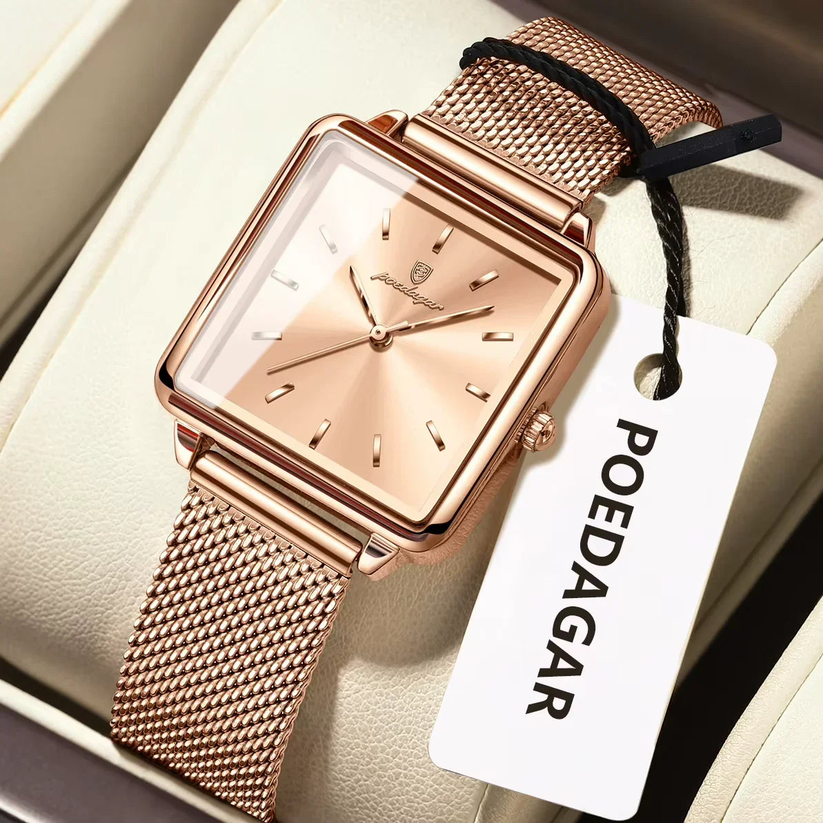 Fashion Brand Ladies Wristwatch Waterproof Mesh Stainless Steel Woman Watch Elegant Square Quartz Women'S Watches Reloj