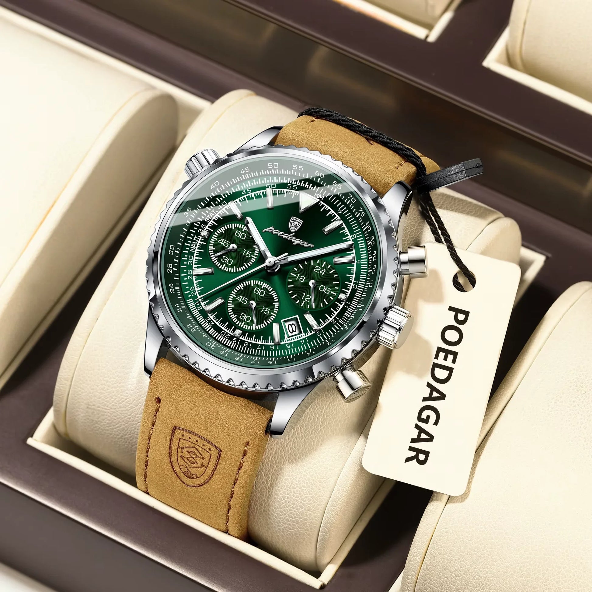 Luxury Business Men'S Watch Waterproof Luminous Date Chronograph Leather Man Clock Fashion Quartz Watches for Men Reloj