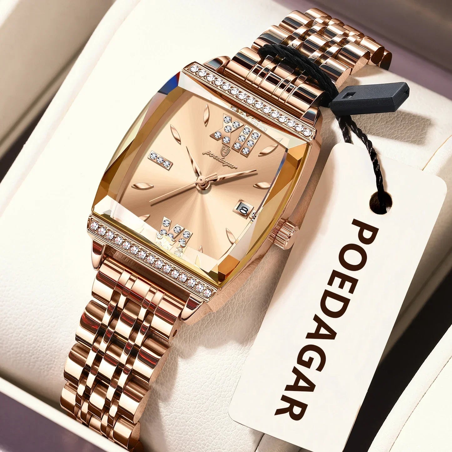 Diamond Luxury Watch for Woman High Quality Waterproof Date Ladies Quartz Watch Stainless Steel Women Watches Reloj+Box