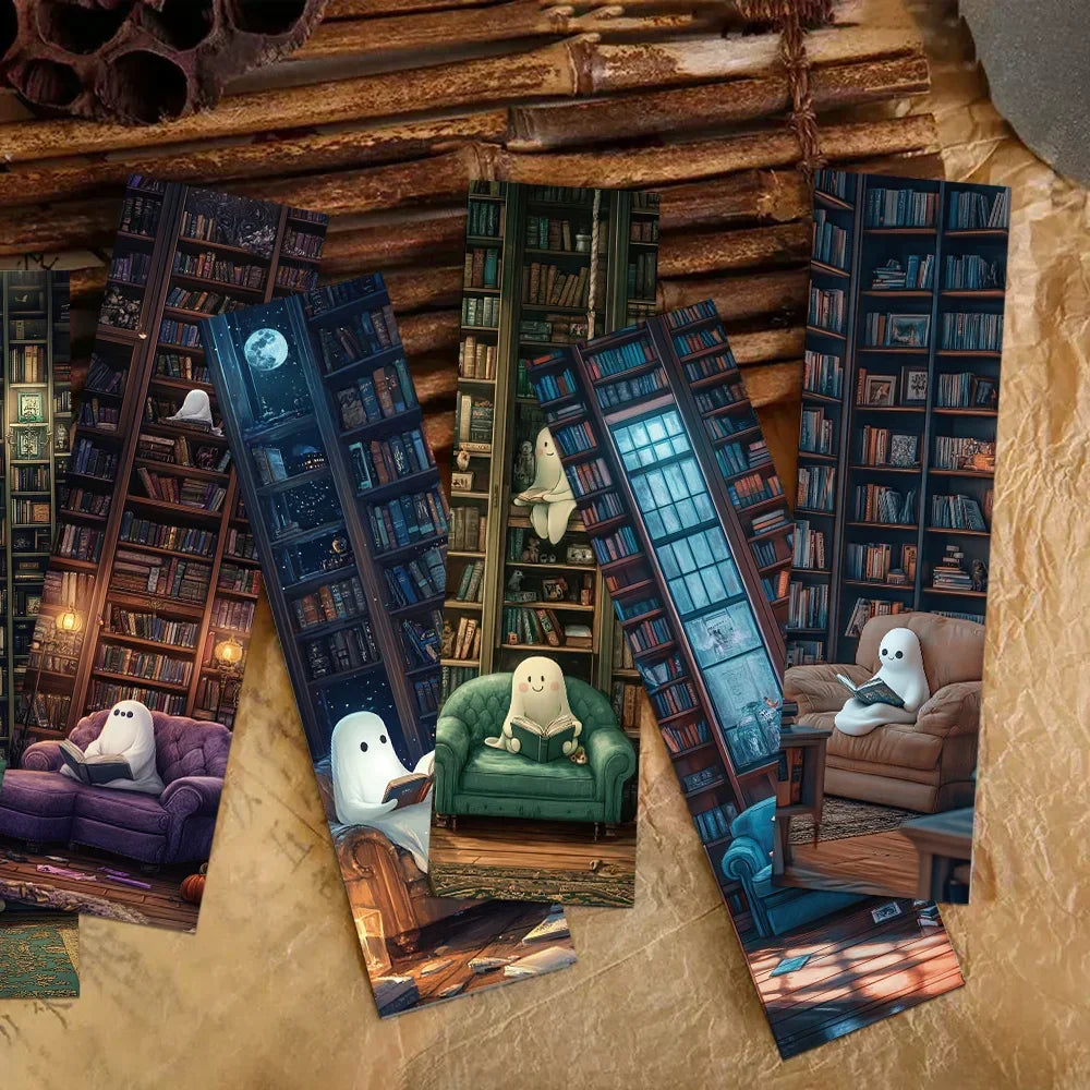 30Pcs Library Ghost Reading Bookmarks for Students Paper Card Decorating Books Book Page Labeling Page Book Marking DIY