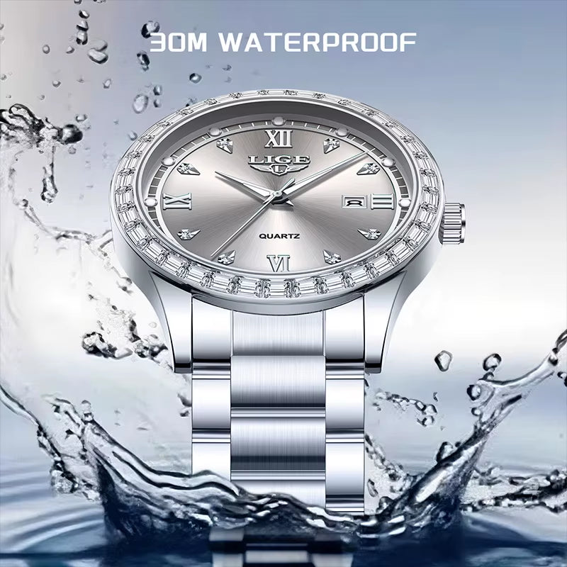 Elegant Women'S Watch Fashion Waterproof Clock Luminous Stainless Steel Business Quartz Watch for Women Reloj De Mujer+Box