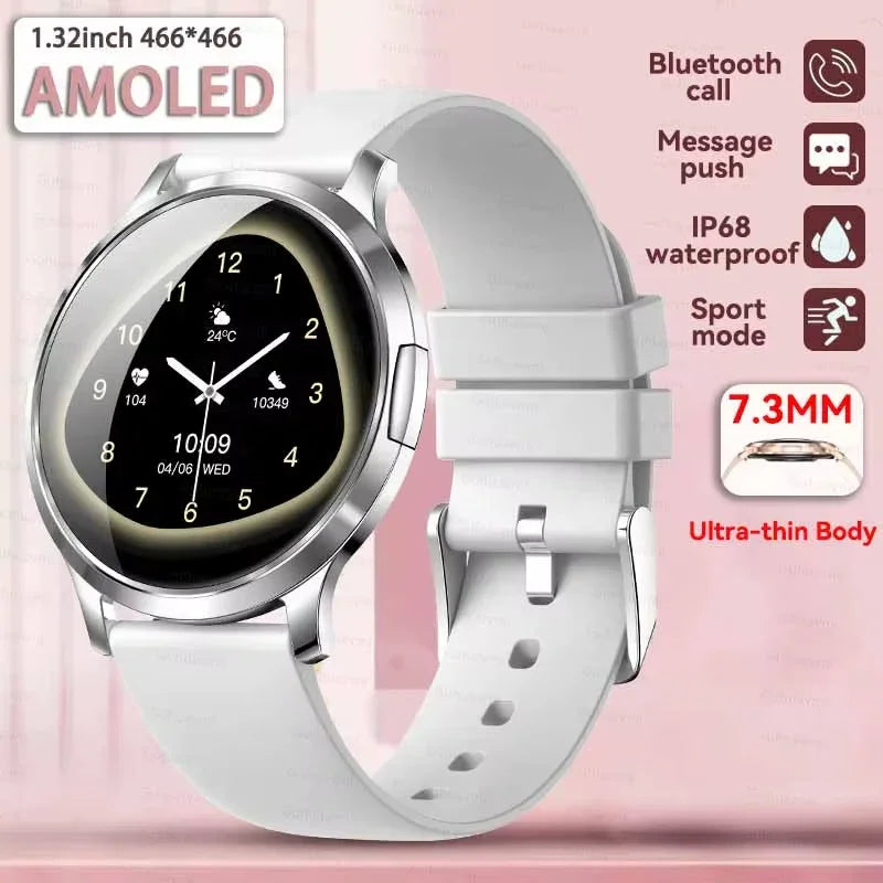 New Smart Watch Women 1.32"Ultra-Thin AMOLED HD Screen Sport Fitness Bracelet Custom Watch Face Bluetooth Call Luxury Smartwatch
