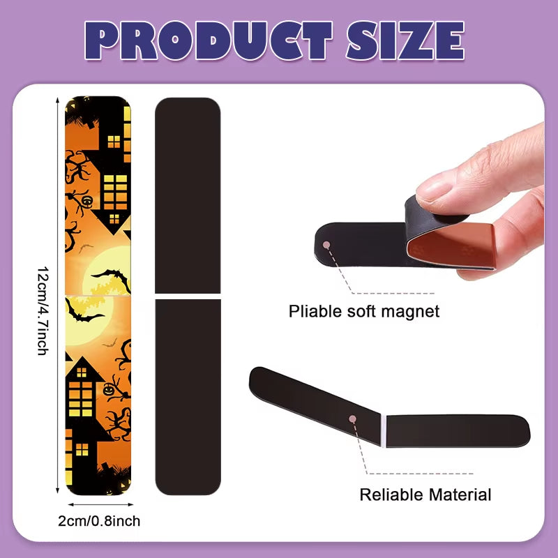 12Pcs Halloween Magnetic Bookmarks, Clip Scripture Magnet Page Markers for Teachers and Students' Reading