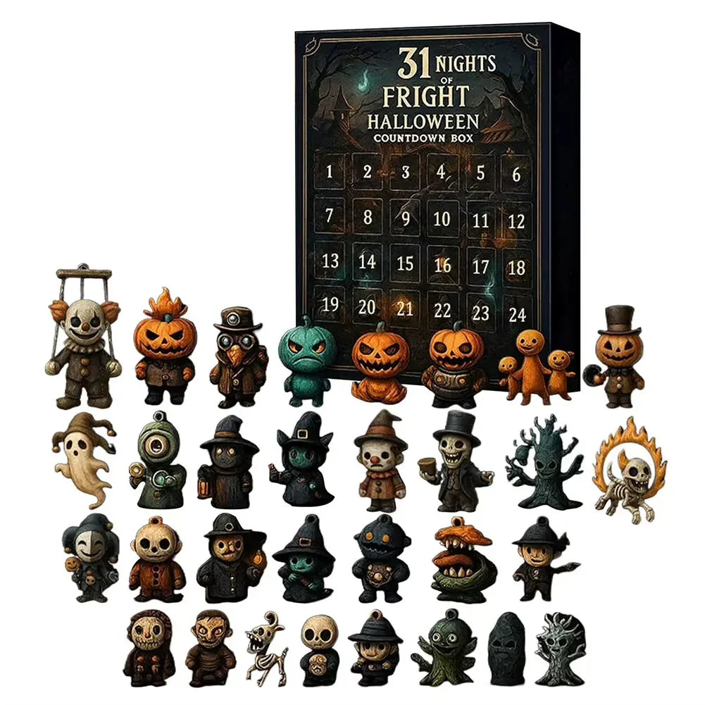 31 Nights of Fright Halloween Advent Calendar Blind Box with Figurines Halloween Countdown Calendars Horror Nights 31/15/7 Days