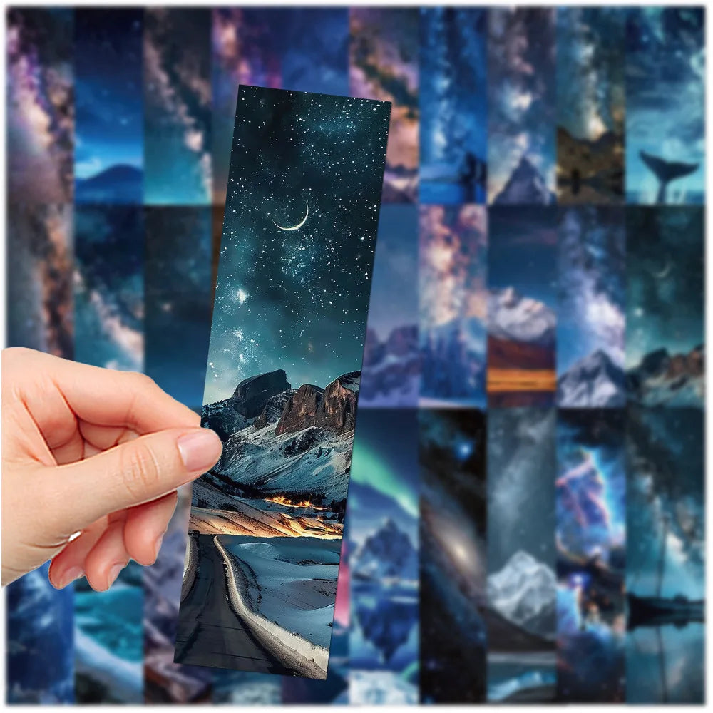 30Pcs Milky Way Galaxy Wandering Star Bookmark Space Bright Star Paper Card Reading Page Book Marking Student Message Card