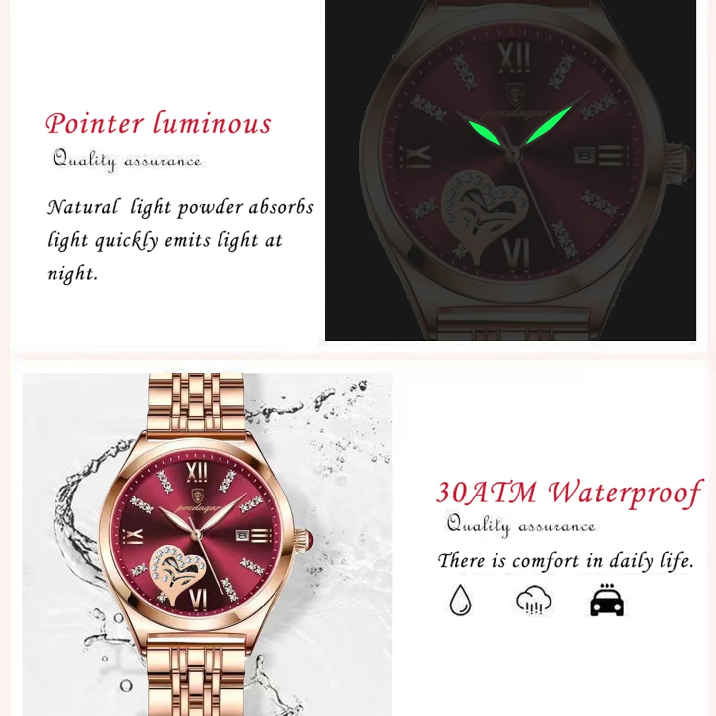 Top Luxury Woman Watches Waterproof Luminous Date Stainless Steel Women'S Quartz Wristwatch Elegant Dress Ladies Watch