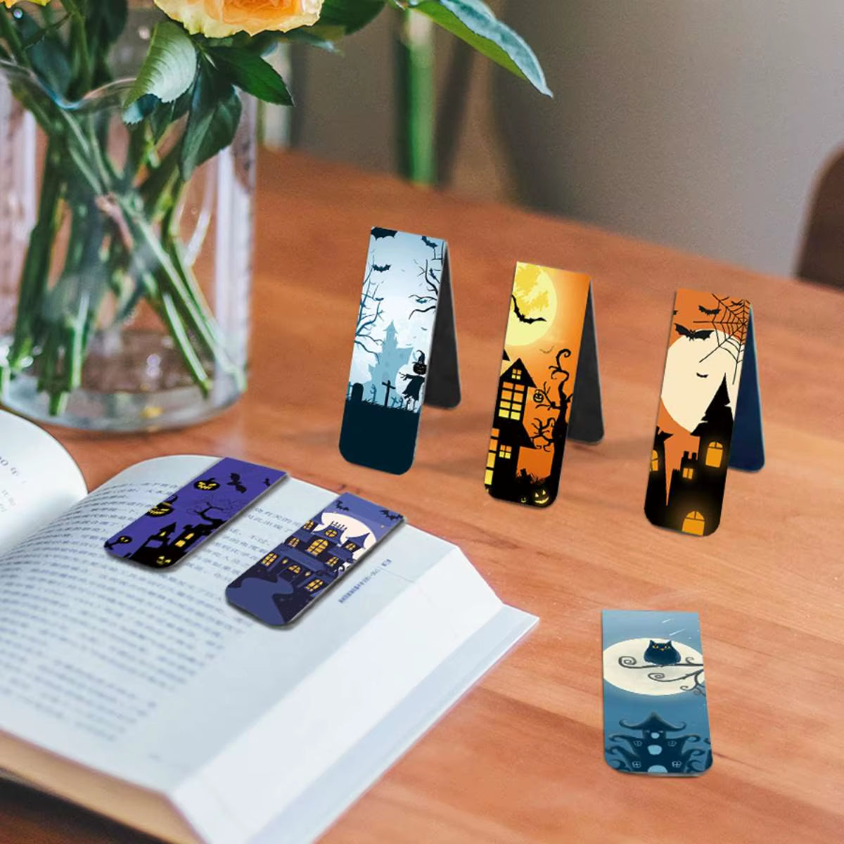 12Pcs Halloween Magnetic Bookmarks, Clip Scripture Magnet Page Markers for Teachers and Students' Reading