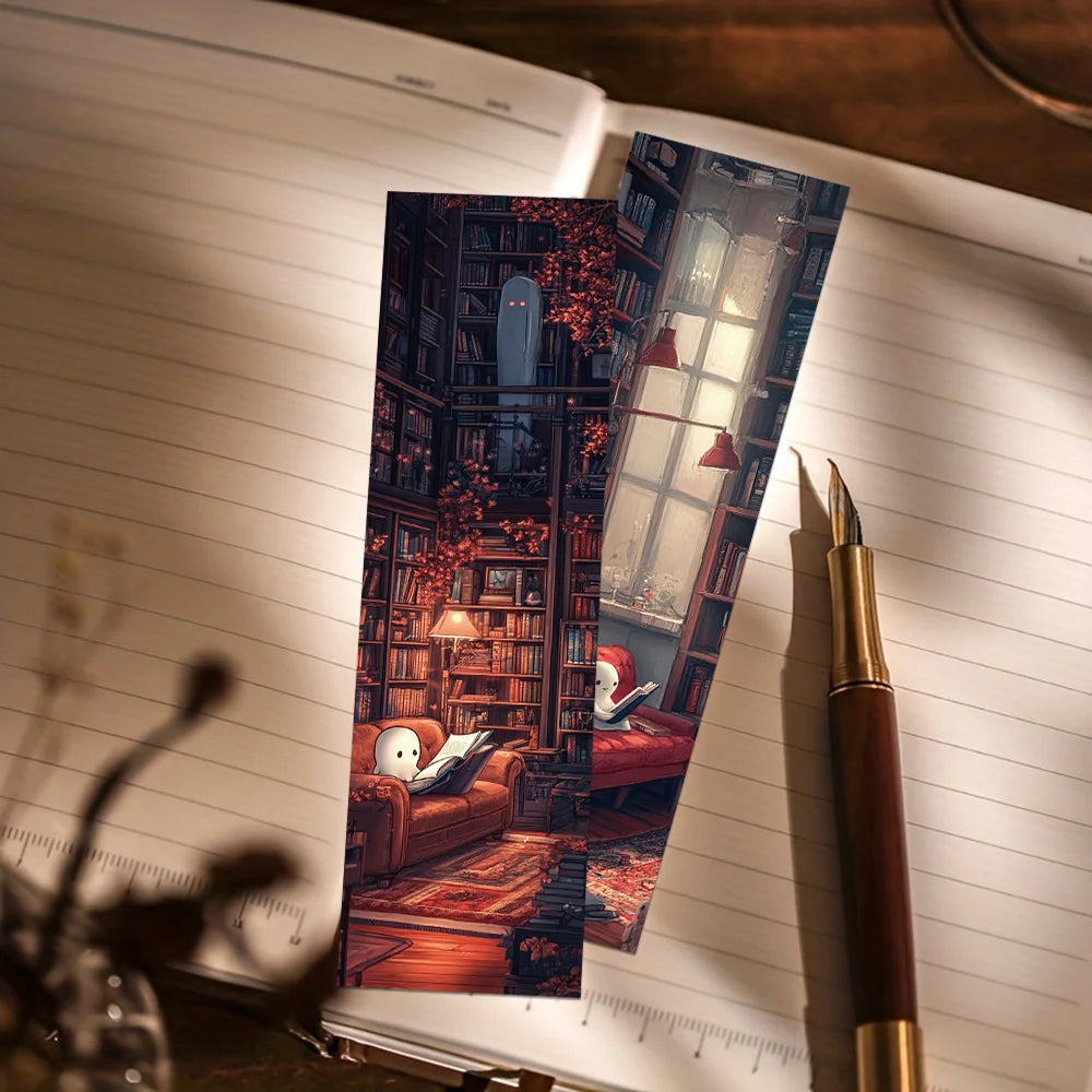 30Pcs Library Ghost Reading Bookmarks for Students Paper Card Decorating Books Book Page Labeling Page Book Marking DIY