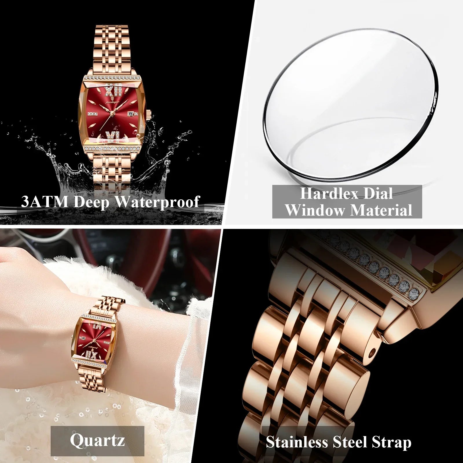 Diamond Luxury Watch for Woman High Quality Waterproof Date Ladies Quartz Watch Stainless Steel Women Watches Reloj+Box