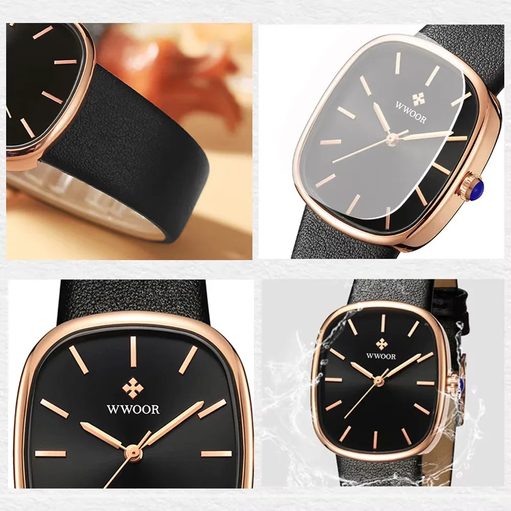 WWOOR New Reloj Fashion Women'S Bracelet Watch Luxury Brand Elegant Dress Quartz Clock Waterproof Top Ladies Wristwatch Gift Box