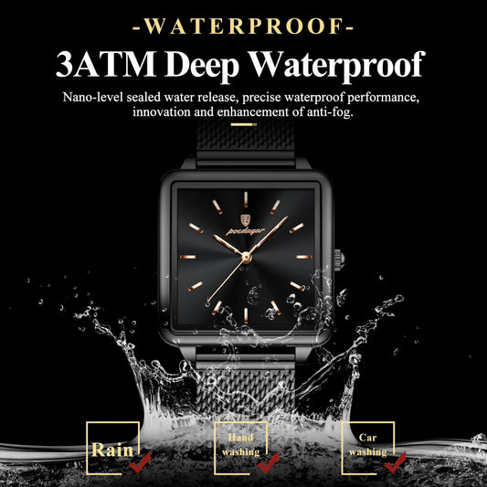 Fashion Brand Ladies Wristwatch Waterproof Mesh Stainless Steel Woman Watch Elegant Square Quartz Women'S Watches Reloj