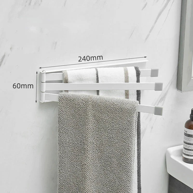White wall-mounted towel rack with 240mm width, holding two towels in modern bathroom