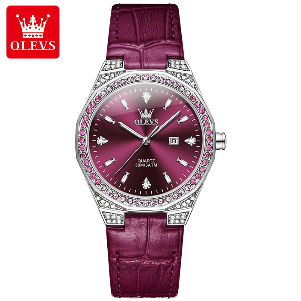 Original Women'S Watches Diamond Lap Fashion Leather Strap 3M Waterproof Luminous Ladies Wristwatch Quartz Watch for Women