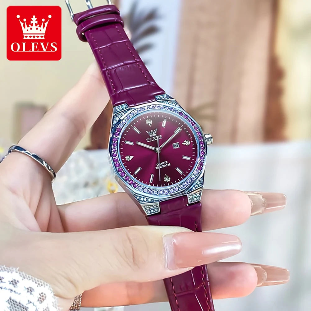Original Women'S Watches Diamond Lap Fashion Leather Strap 3M Waterproof Luminous Ladies Wristwatch Quartz Watch for Women