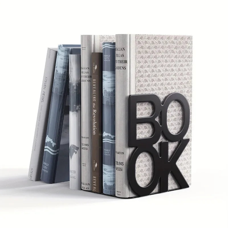 1Pc Iron Bookends Book Stand Support for Home Office and Library Non Slip Rack Shelf Holder School Stationery Accessories