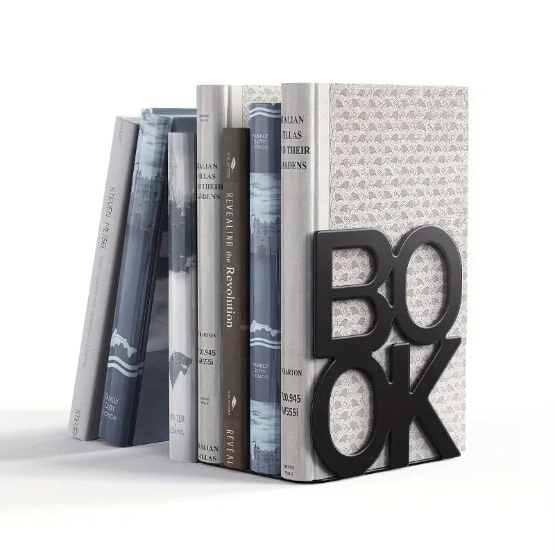1Pc Iron Bookends Book Stand Support for Home Office and Library Non Slip Rack Shelf Holder School Stationery Accessories