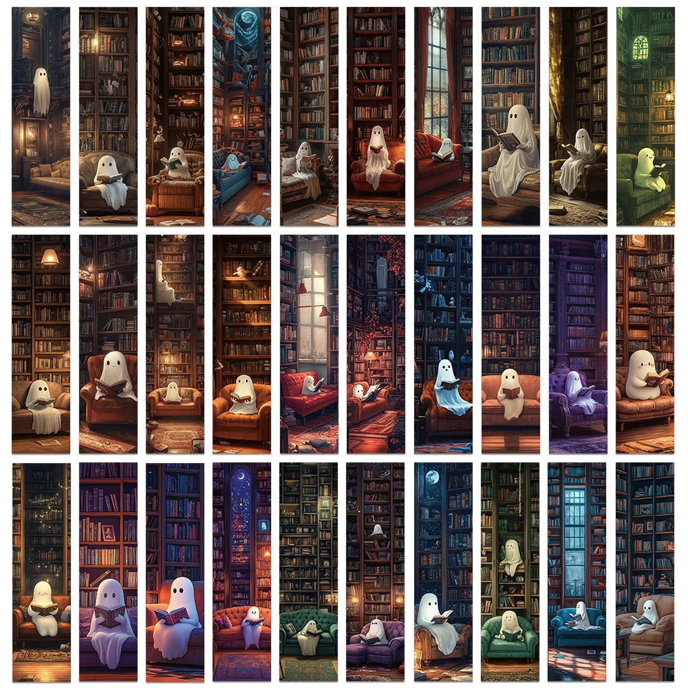30Pcs Library Ghost Reading Bookmarks for Students Paper Card Decorating Books Book Page Labeling Page Book Marking DIY