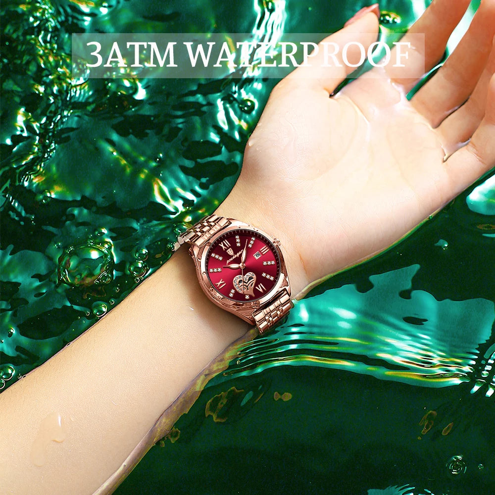 Top Luxury Woman Watches Waterproof Luminous Date Stainless Steel Women'S Quartz Wristwatch Elegant Dress Ladies Watch