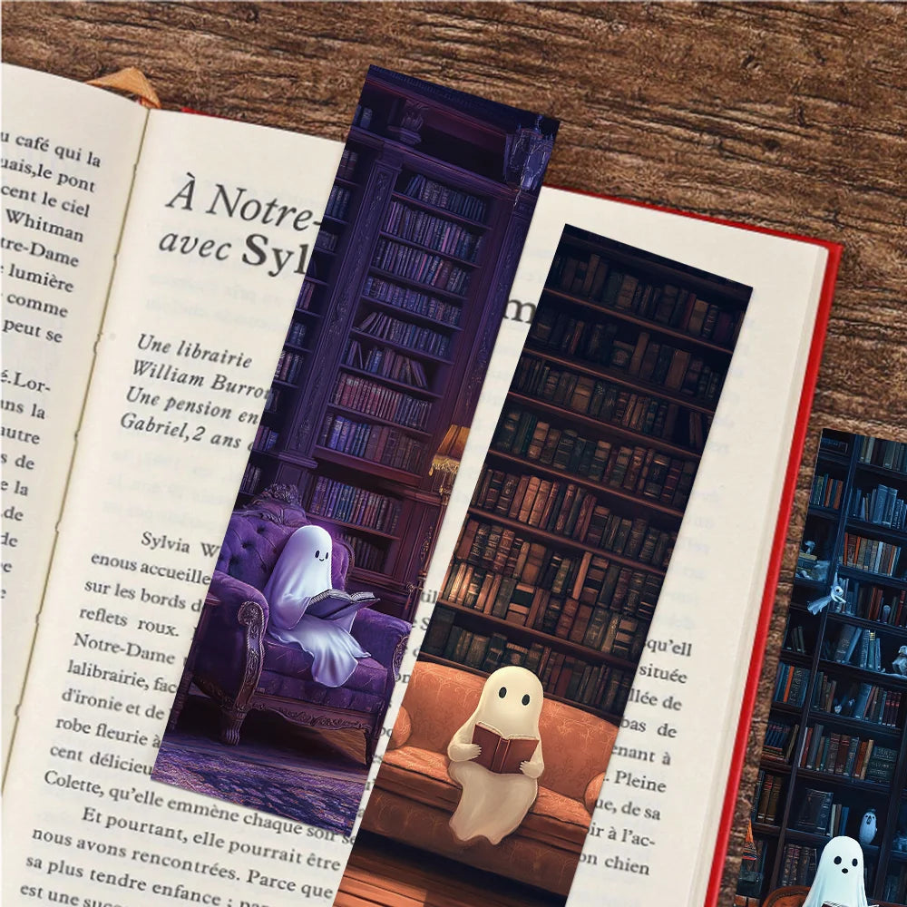 30Pcs Library Ghost Reading Bookmarks for Students Paper Card Decorating Books Book Page Labeling Page Book Marking DIY
