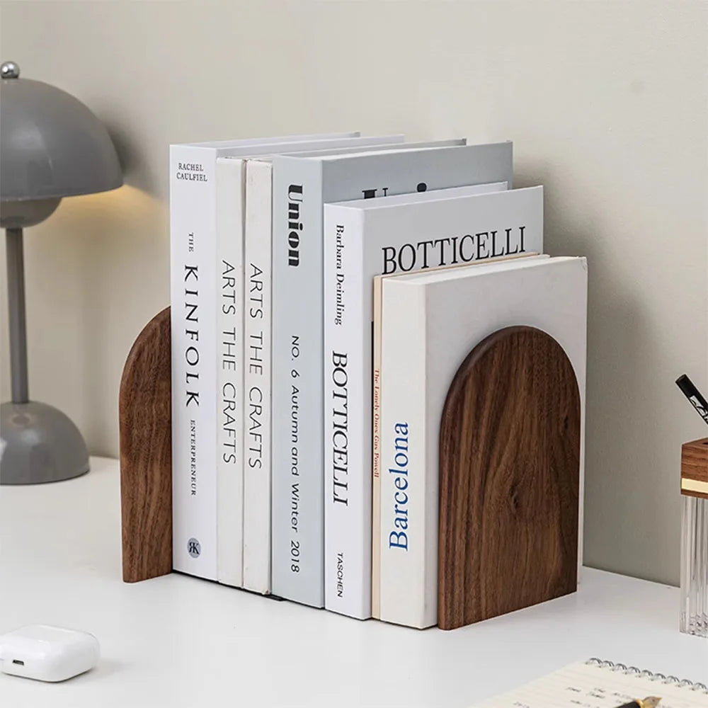 Nature Wooden Bookends Desktop Bookshelf Desk Organizer Office Home Book Accessories Storage Book Holder Wood Book Ends