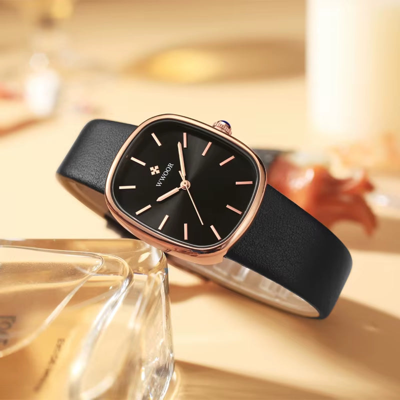 WWOOR New Reloj Fashion Women'S Bracelet Watch Luxury Brand Elegant Dress Quartz Clock Waterproof Top Ladies Wristwatch Gift Box