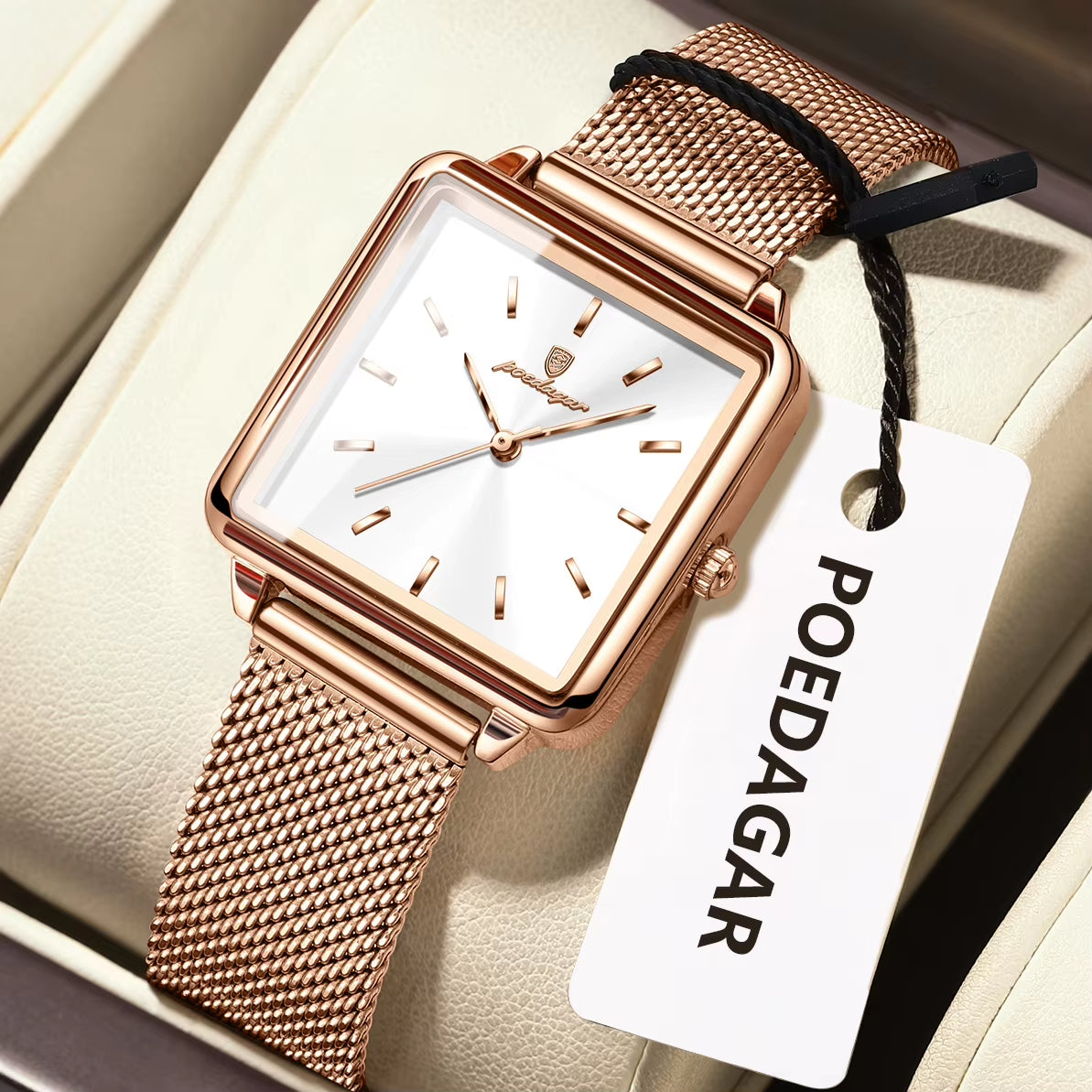 Fashion Brand Ladies Wristwatch Waterproof Mesh Stainless Steel Woman Watch Elegant Square Quartz Women'S Watches Reloj