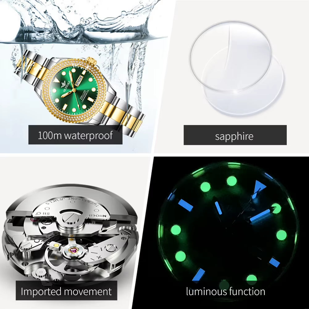 3205 Luxury All Automatic Mechanical Watch Women'S Dress Brand Waterproof HD Calendar Original Watch Elegant Gift Reloj