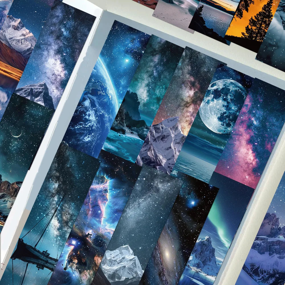 30Pcs Milky Way Galaxy Wandering Star Bookmark Space Bright Star Paper Card Reading Page Book Marking Student Message Card