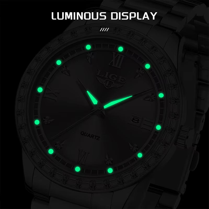 Elegant Women'S Watch Fashion Waterproof Clock Luminous Stainless Steel Business Quartz Watch for Women Reloj De Mujer+Box