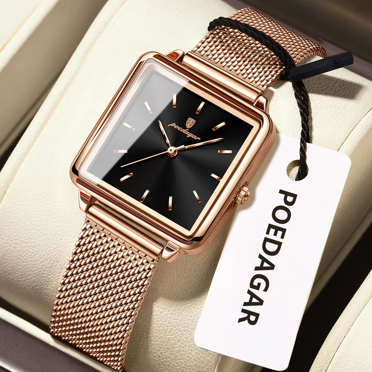 Fashion Brand Ladies Wristwatch Waterproof Mesh Stainless Steel Woman Watch Elegant Square Quartz Women'S Watches Reloj