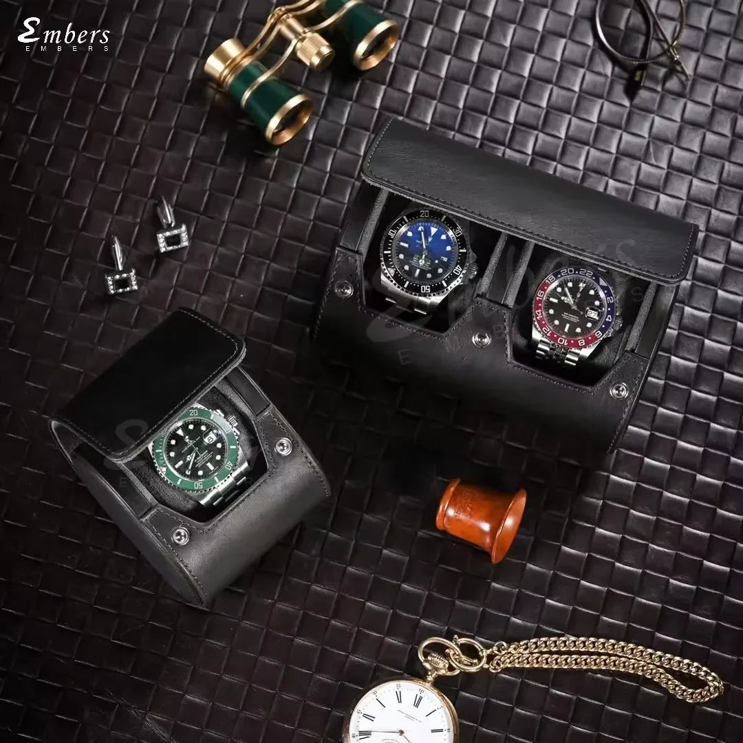 Leather Watch Roll 1 2 3 Slots Luxury Genuine Watch Storage Box Travel Bag Watch Case Gift Box Watch Pouch