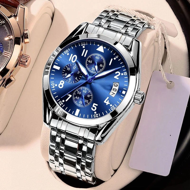 Luxury Men'S Watch Waterproof Men Quartz Watches for Man Wristwatch Male Mechanical Luminous Alloy Strap Date Automatic Clock