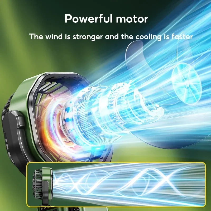 Camping Solar Fan with 6000Mah Battery Powered Tent Camp Fan with Light 4 Speed Wind Adjustable Air Cooling Fan for Outdoor