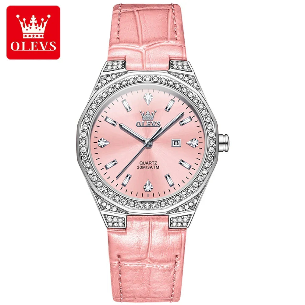 Original Women'S Watches Diamond Lap Fashion Leather Strap 3M Waterproof Luminous Ladies Wristwatch Quartz Watch for Women