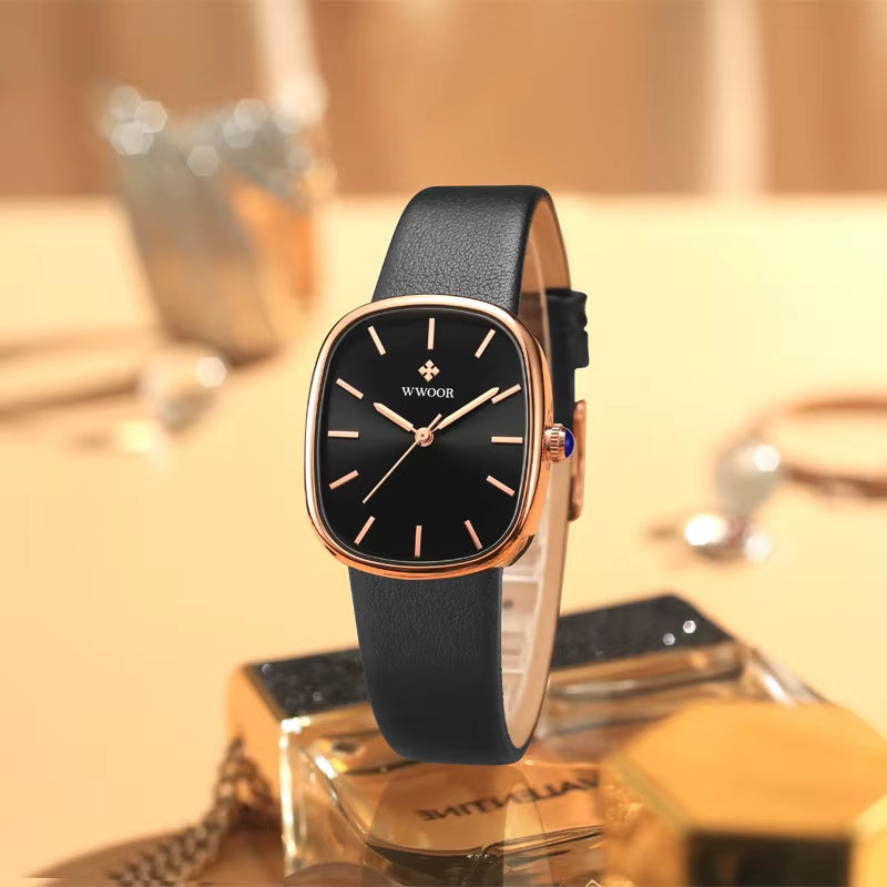 WWOOR New Reloj Fashion Women'S Bracelet Watch Luxury Brand Elegant Dress Quartz Clock Waterproof Top Ladies Wristwatch Gift Box